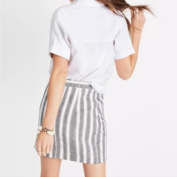 Madewell Gray and White Striped Mini Skirt Size 12 - Picture 4 of 9